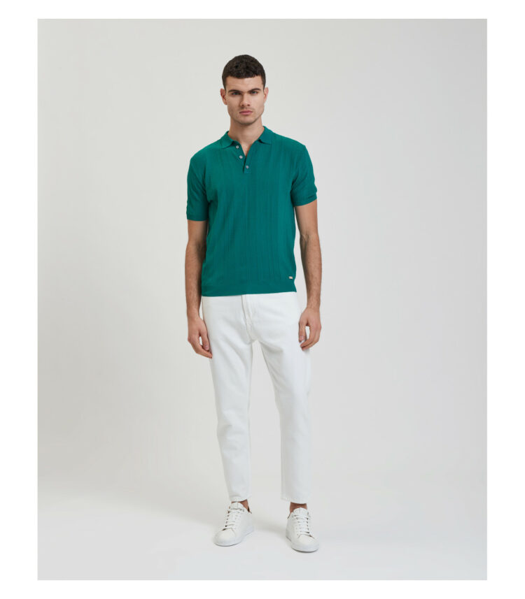 MAGLIA POLO TEXTURIZZATA VERDE