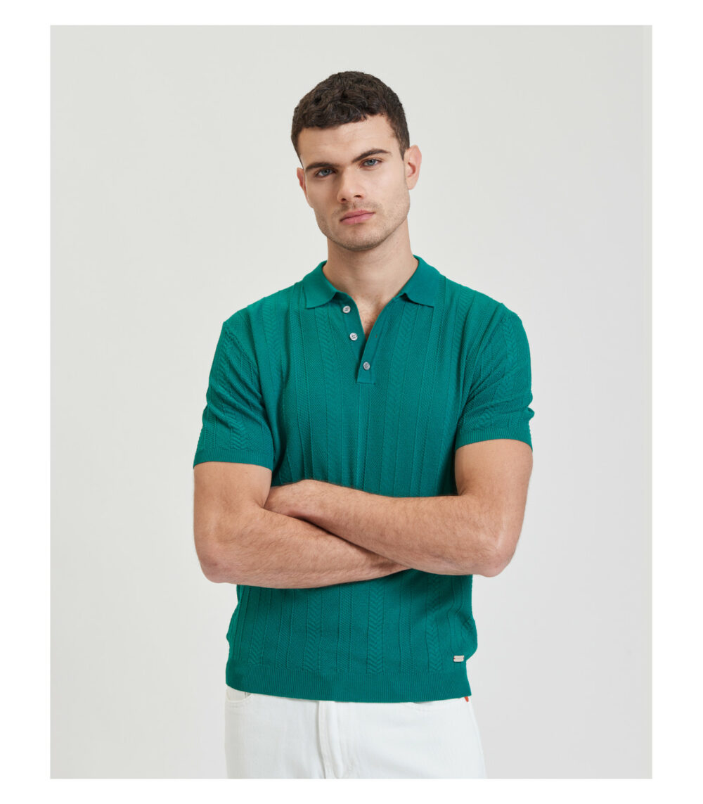 MAGLIA POLO TEXTURIZZATA VERDE